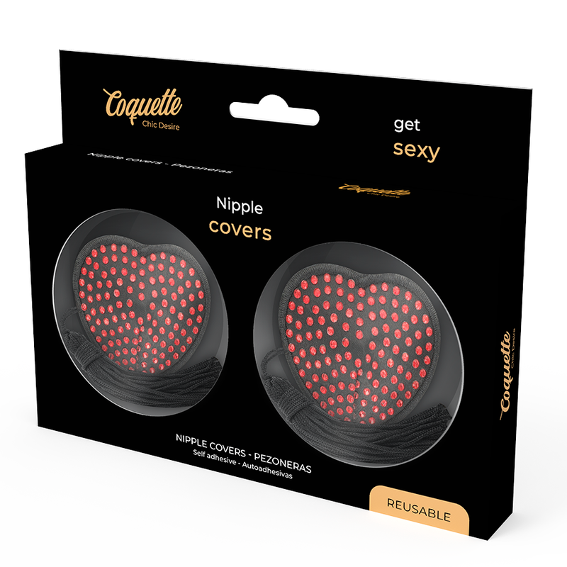 COQUETTE CHIC DESIRE - NIPPLE COVERS HEART BLACK / RED - 53Xshop