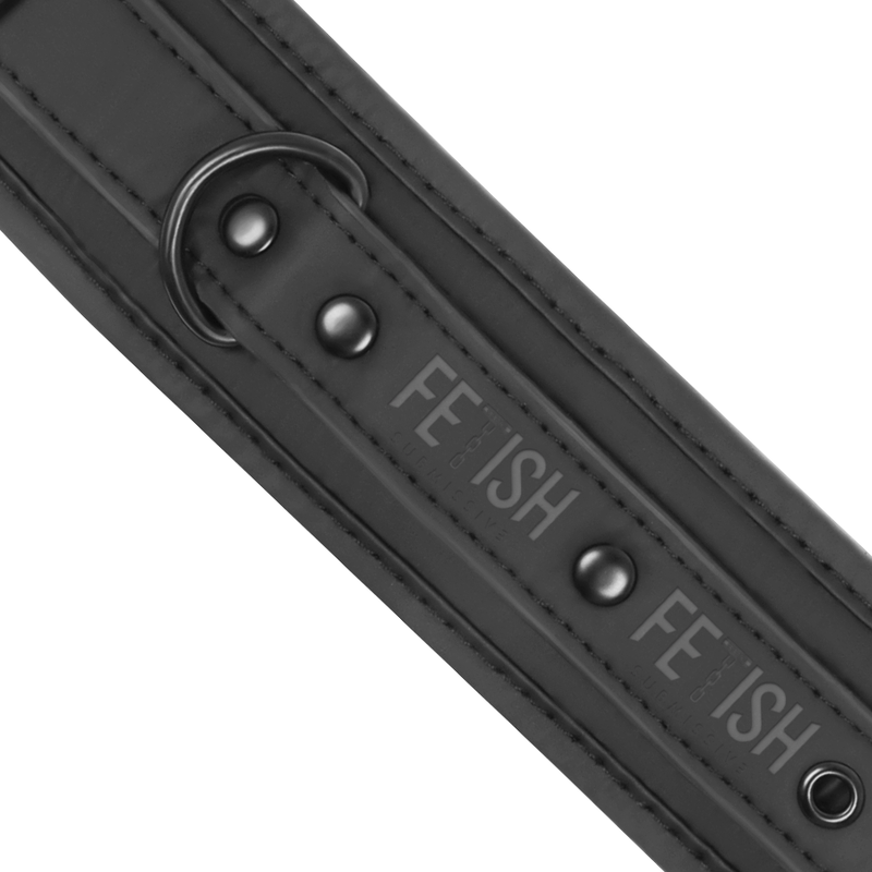FETISH SUBMISSIVE - VEGAN LEATHER NECKLACE AND HANDCUFFS WITH NOPRENE LINING - 53Xshop