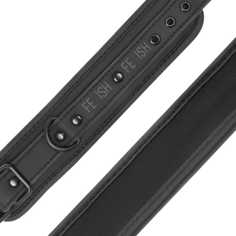 FETISH SUBMISSIVE - VEGAN LEATHER NECKLACE AND HANDCUFFS WITH NOPRENE LINING - 53Xshop