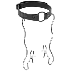 FETISH SUBMISSIVE - GAG RING WITH NIPPLE CLAMPS - 53Xshop