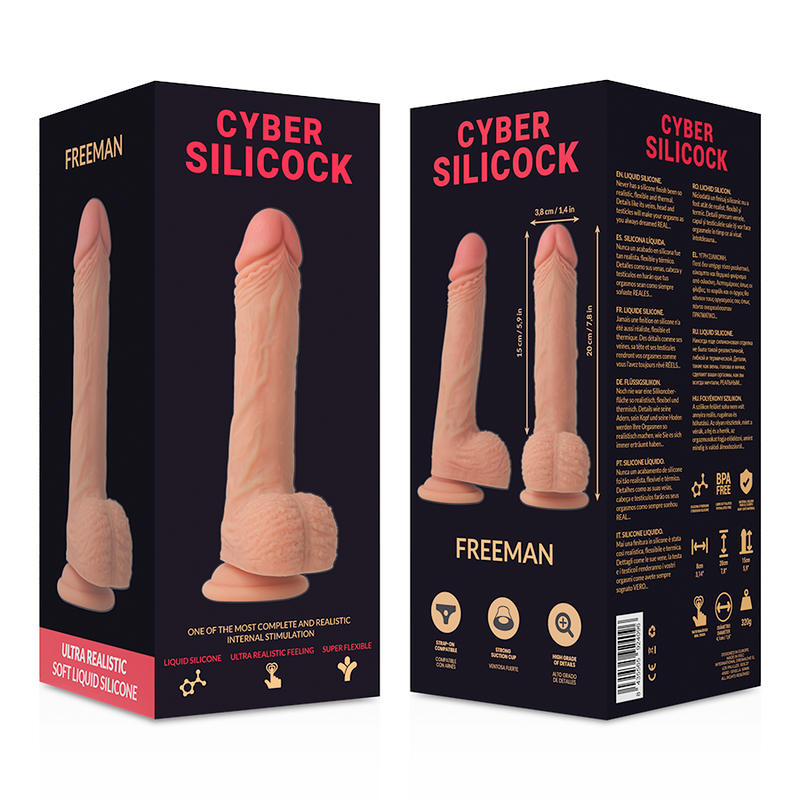 CYBER SILICOCK - FREEMAN ULTRA REALISTIC SOFT LIQUID SILICONE 20 CM -O- 3.8 CM - 53Xshop
