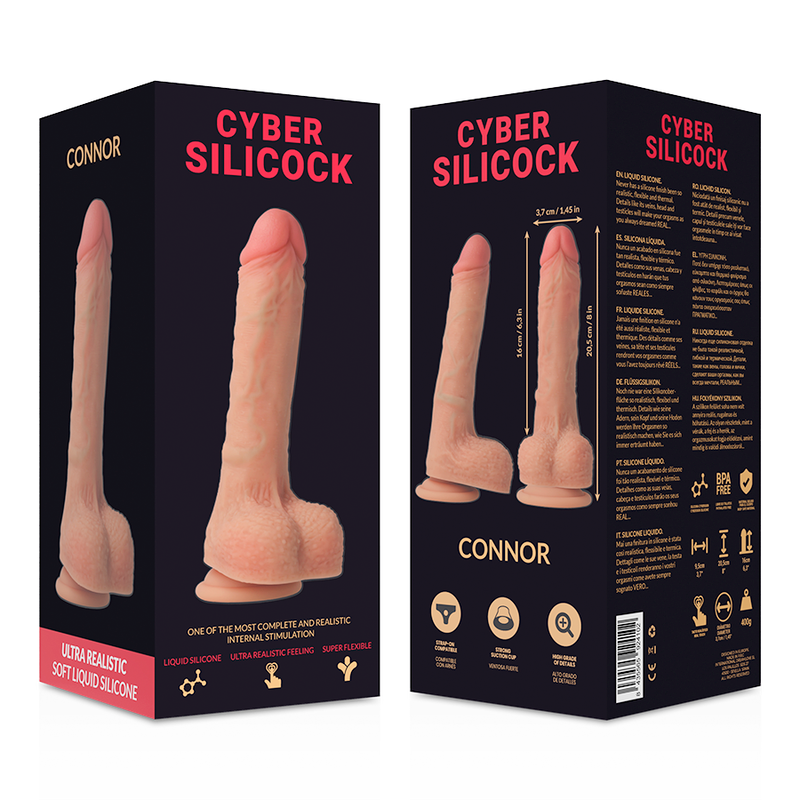 CYBER SILICOCK - CONNOR ULTRA REALISTIC SOFT LIQUID SILICONE 20.5 CM -O- 3.7 CM - 53Xshop