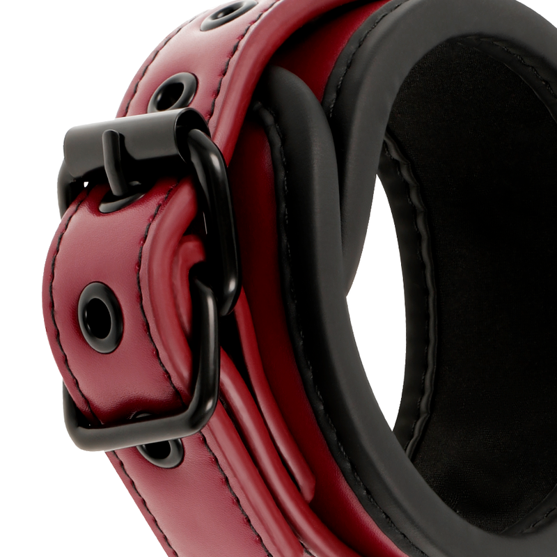 FETISH SUBMISSIVE DARK ROOM - VEGAN LEATHER HANDCUFFS WITH NEOPRENE LINING - 53Xshop