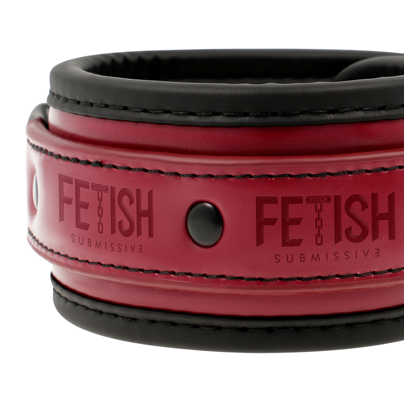 FETISH SUBMISSIVE DARK ROOM - VEGAN LEATHER ANKLE HANDCUFFS WITH NEOPRENE LINING - 53Xshop